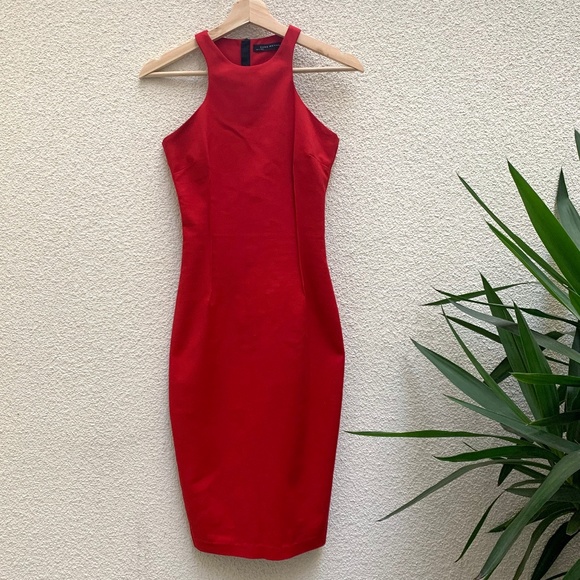 Red Zara Racerback Pencil Dress - Picture 2 of 8